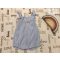 H§M 18-24 hó 92 cm kék csíkos - fodros-gombos vékony puha krepp lány playsuit - újszerű, hibátrlan