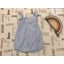 H§M 18-24 hó 92 cm kék csíkos - fodros-gombos vékony puha krepp lány playsuit - újszerű, hibátrlan