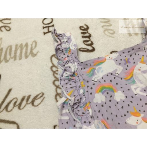 George 4  - 5  év 104 - 110  cm   halvány lila, unikornis mintás - fodros pamut lány playsuit-  újszerű,hibátlan