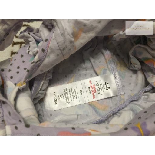 George 4  - 5  év 104 - 110  cm   halvány lila, unikornis mintás - fodros pamut lány playsuit-  újszerű,hibátlan