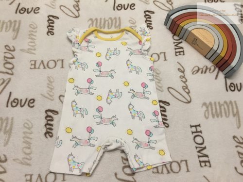 Mothercare 3-6 hó 62-68 cm unikornis  mintás  pamut lány playsuit/ napozó-újszerű,hibátlan