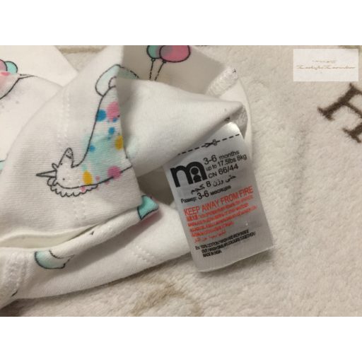 Mothercare 3-6 hó 62-68 cm unikornis  mintás  pamut lány playsuit/ napozó-újszerű,hibátlan