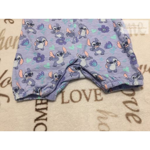 Disney at George 9 - 12 hó  74-80 cm- lila Stich mintás pamut lány playsuit/ napozó -újjszerű,hibátlan 