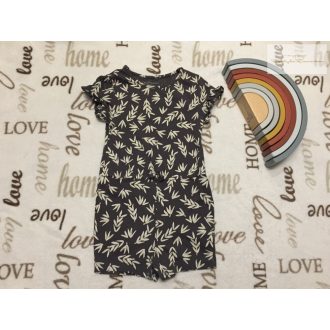   Primark 9-12 hó 74-80  cm szürke, bézs levél mintás vékony pamut lány playsuit -újszerű, hibátlan