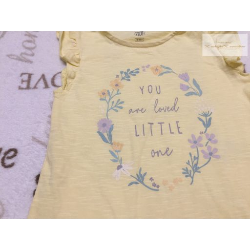 Fred§Flo 12 - 18  hó 86 cm sárga, színes virágmintás - feliratos  vékony pamut lány playsuit -új, csak lecímkézve