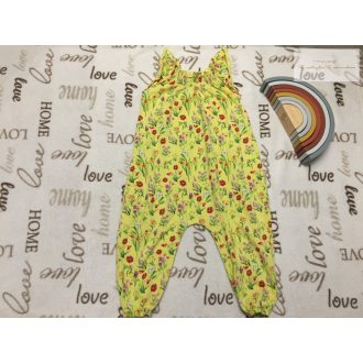   Next 12-18 hó 80-86 cm sárga, színes virágmintás vékony pamut lány playsuit- újszerű, hibátlan