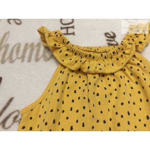 George 4  - 5  év 104 - 110  cm   sárga, fekete mintás fodros pamut lány rövid playsuit - újszerű,hibátlan