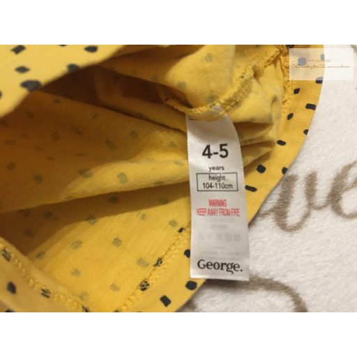 George 4  - 5  év 104 - 110  cm   sárga, fekete mintás fodros pamut lány rövid playsuit - újszerű,hibátlan
