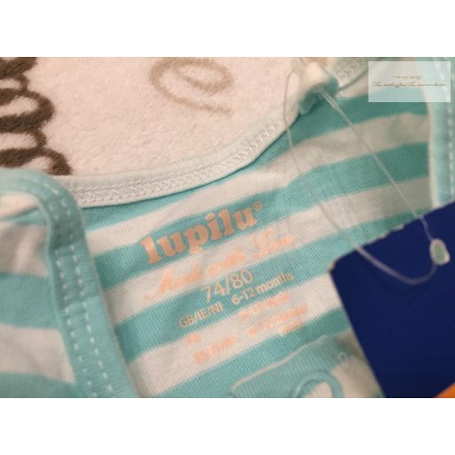 Lupilu 9-12 hó 74-80 cm csíkos, flamingó mintás vékony pamut lány playsuit - új, címkés