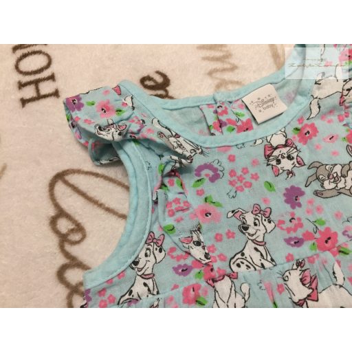 Disney 6-9 hó  68 - 74 cm Marie cica és Tapsi Hapsi mintás fodros vékony géz lány playsuit- új, csak lecímkézve