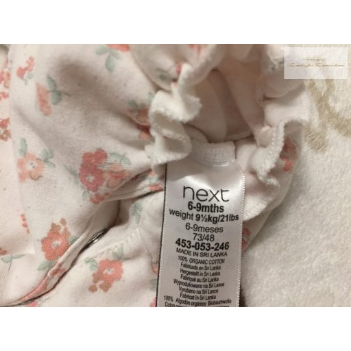 Next 6-9 hó 68 - 74 cm   fehér, virágmintás pamut lány playsuit-újszerű,hibátlan