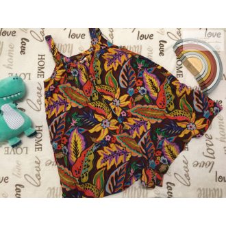  Next 12 év 152 cm színes nagy virágmintás puha lenvászon lány rövid playsuit-  újszerű,hibátlan