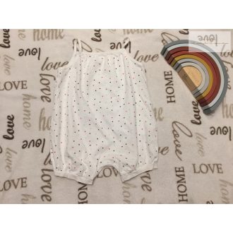   H§M 12 - 18 hó 86 cmfehér, színes apró pöttyös-pántos pamut lány playsuit - újszerű,hibátlan