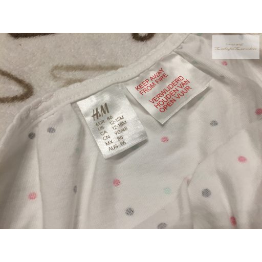 H§M 12 - 18 hó 86 cmfehér, színes apró pöttyös-pántos pamut lány playsuit - újszerű,hibátlan