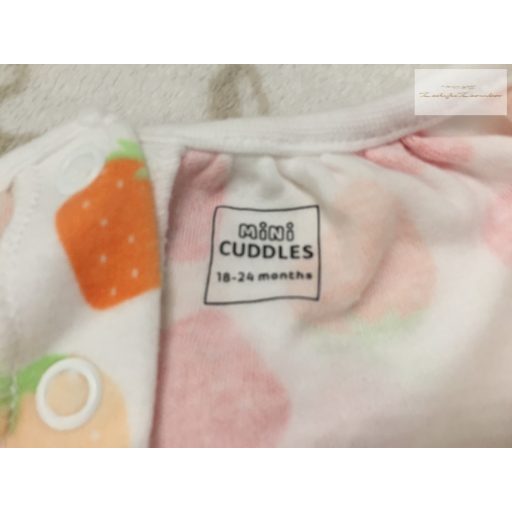 Mini Cuddles 18 -24 hó 86-92 cm eper mintás pamut lány playsuit - újszerű,hibátlan