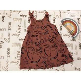   Next 9 év 134 cm barna, fekete mintás vékony  pamut lány playsuit újszerű,hibátlan 