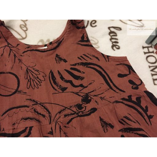 Next 9 év 134 cm barna, fekete mintás vékony  pamut lány playsuit újszerű,hibátlan 
