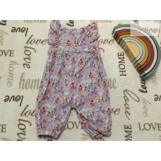   Nutmeg 3-6 hó 62-68  cm eper-virágmintás vékony puha lenvászon fodros lány playsuit újszerű,hibátlan