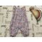 Nutmeg 3-6 hó 62-68  cm eper-virágmintás vékony puha lenvászon fodros lány playsuit újszerű,hibátlan