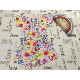   Nutmeg 6-7 év 116-122 cm színes nagy virágmintás vékony pamut lány rövid playsuit újszerű, hibátlan