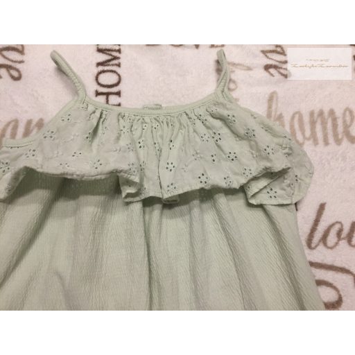 George 2-3 év 92-98  cm halvány zöld, fodros- madeirás vékony pamut  lány playsuit - újszerű,hibátlan