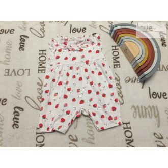   Matalan 0-3 hó 56 -62 cm  eper mintás pici fodros vékony  pamut lány playsuit---újszerű, hibátlan