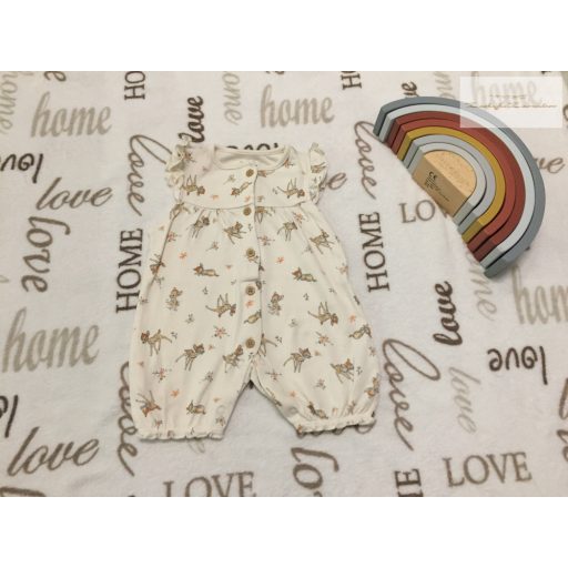 Disney 3-6 hó 62-68 cm  bézs, Bambi mintás pamut lány playsuit-  újszerű,hibátlan