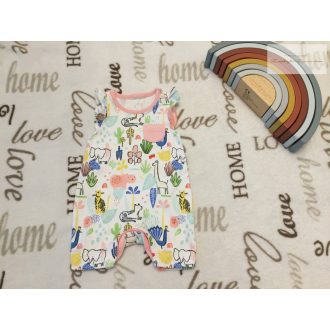   Mini Club small baby 3,4 kg 50-56 cm színes állat mintás pamut lány playsuit/ napozó-új, szettet bontottam