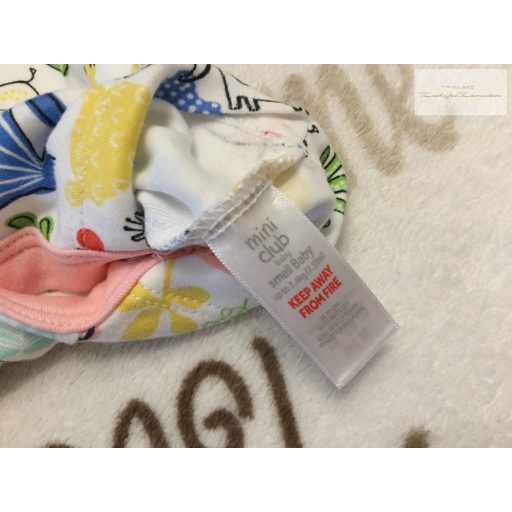 Mini Club small baby 3,4 kg 50-56 cm színes állat mintás pamut lány playsuit/ napozó-új, szettet bontottam
