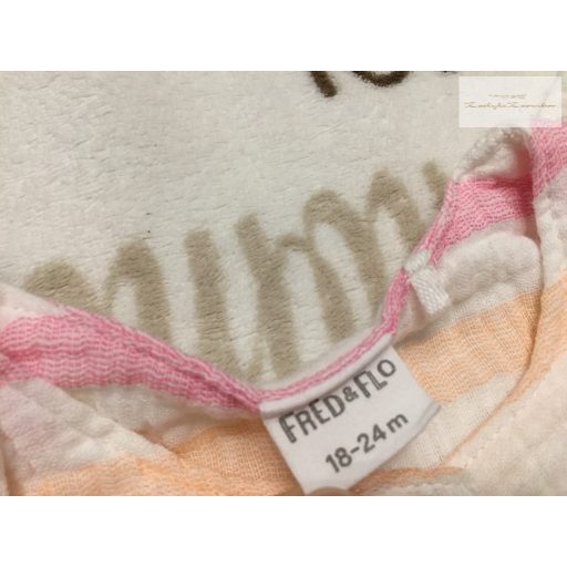 F§F 18 - 24 hó 92 cm bézs, színes csíkos puha duplagéz/pamut  lány playsuit - új, csak lecímkézve