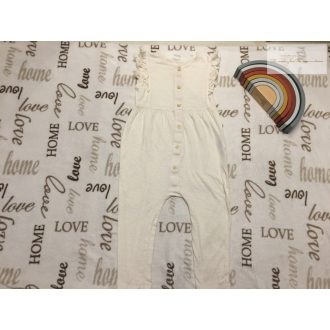   H§M 2-3 év 98 cm tört fehér, vállán fodros vékony pamut lány playsuit- újszerű,hibátlan