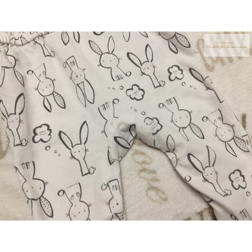 Mothercare 3-6 hó 62-68 cm  fehér, fekete nyuszi mintás pamut lány playsuit- újszerű,hibátlan