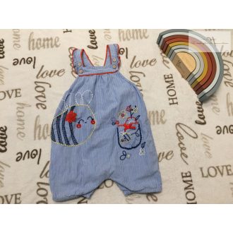   TU 9-12 hó  74-80 cm  kék csíkos, méhecske- virágmintás nagyon vékony nyári lány playsuit/ napozó - újszerű,hibátlan 