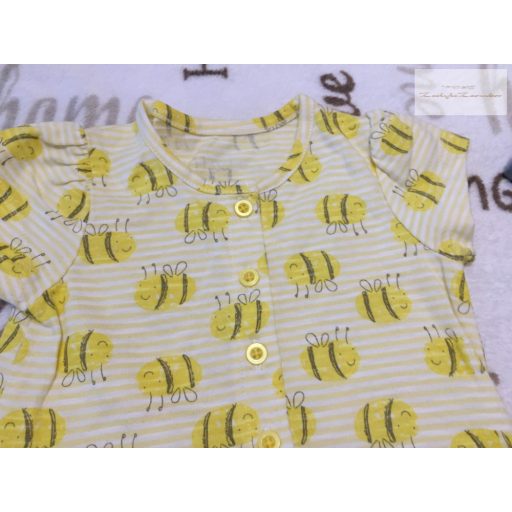 Matalan 3-6 hó 62-68 cm  sárga csíkos, méhecske mintás vékony pamut lány playsuit -- -új, szettet bontottam