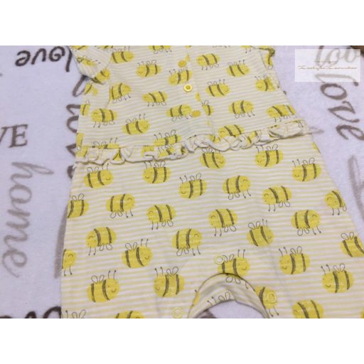Matalan 3-6 hó 62-68 cm  sárga csíkos, méhecske mintás vékony pamut lány playsuit -- -új, szettet bontottam