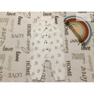   M§S 3-6 hó 8 kg 69 cm  fehér, virágmintás dupla pamut lány rugdalózó/ playsuit -újszerű, hibátlan