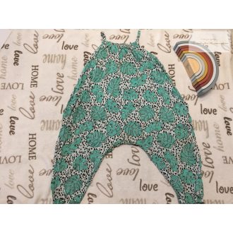   Next 4 év 104 cm zöld levél mintás vékony pamut lány playsuit - újszerű,hibátlan