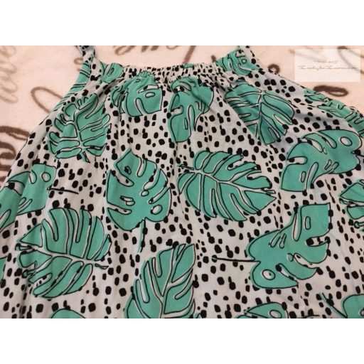 Next 4 év 104 cm zöld levél mintás vékony pamut lány playsuit - újszerű,hibátlan