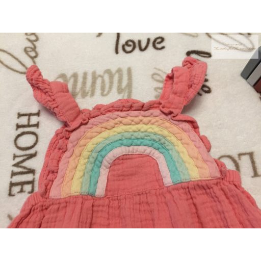 Fred§Flo 9-12 hó 74-80 cm rózsaszín, szivárvány mintás duplagéz lány playsuit -újszerű,hibátlan