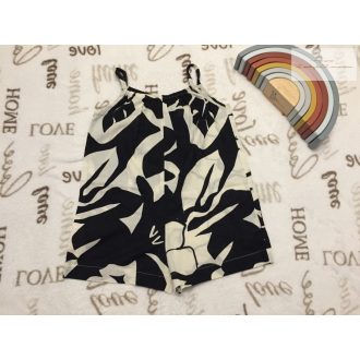   F§F 2-3 év 98 cm bézs- fekete - vékony pamut  lány playsuit-újszerű,hibátlan