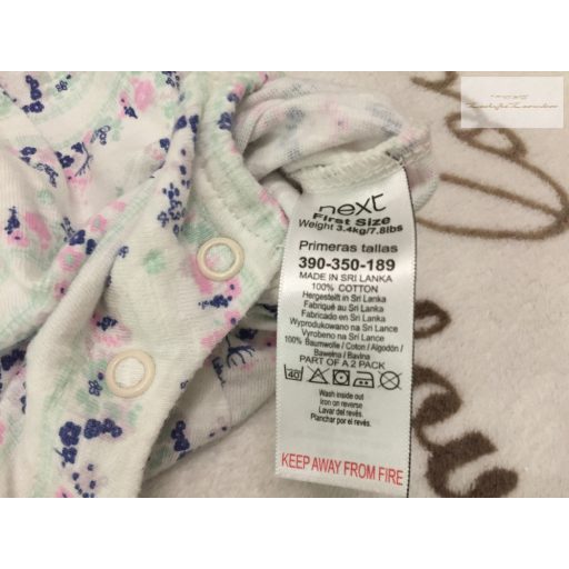 Next újszülött 3,4 kg 50-56 cm színes apró virágmintás pamut lány playsuit/ napozó - újszerű,hibátlan
