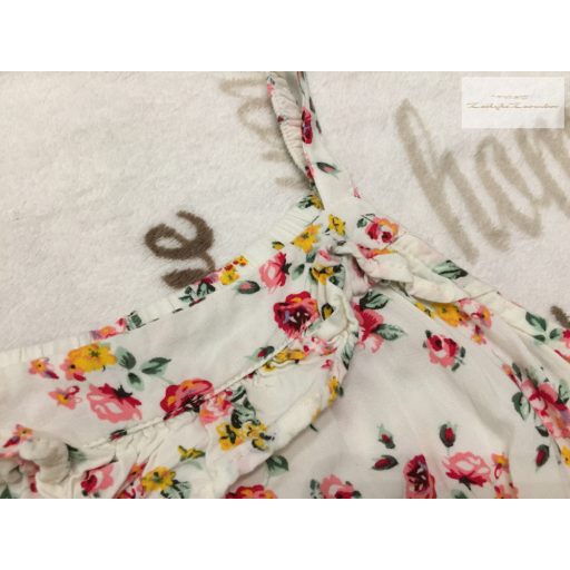 Primark 18- 24 hó 92 cmfehér, színes virágmintás vékony pamut  lány playsuit/ jumpsuit-- újszerű,hibátlan