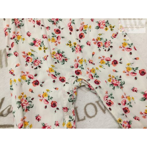 Primark 18- 24 hó 92 cmfehér, színes virágmintás vékony pamut  lány playsuit/ jumpsuit-- újszerű,hibátlan