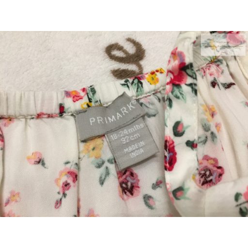 Primark 18- 24 hó 92 cmfehér, színes virágmintás vékony pamut  lány playsuit/ jumpsuit-- újszerű,hibátlan
