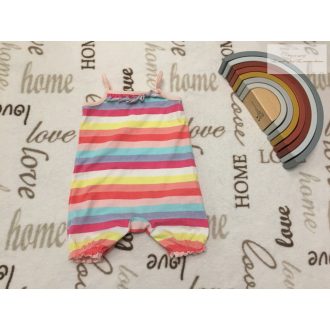   George 0 - 3 hó 56 -62 cm  színes csíkos, pici fodros pamut lány playsuit/ napozó -újszerű,hibátlan