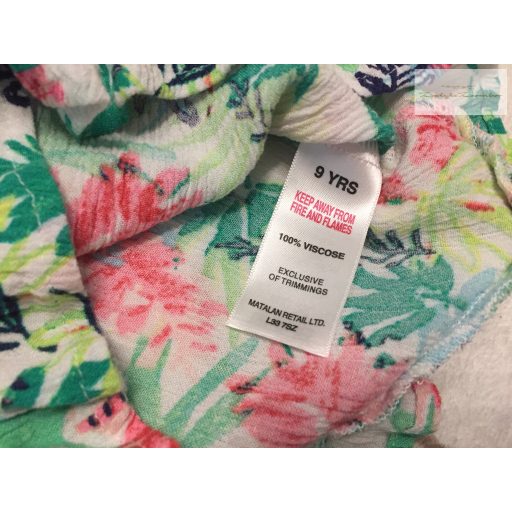 Matalan 9 év 134 cm színes virágmintás vékony pamut lány playsuit-újszerű,hibátlan