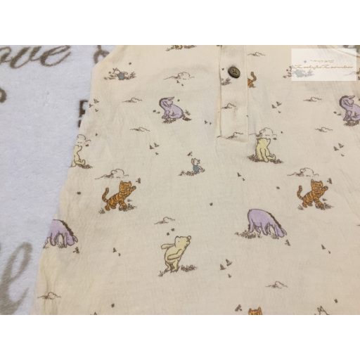 Disney 3-6 hó 62-68 cm   bézs, Micimackó-Malacka- Szamár mintás pamut ujjatlan playsuit-  újszerű,hibátlan