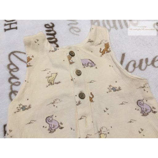 Disney 3-6 hó 62-68 cm   bézs, Micimackó-Malacka- Szamár mintás pamut ujjatlan playsuit-  újszerű,hibátlan