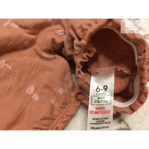 George 6-9 hó 68-74 cm tégla színű apró virágmintás pamut lány playsuit/ napozó  -  újszerű, hibátlan