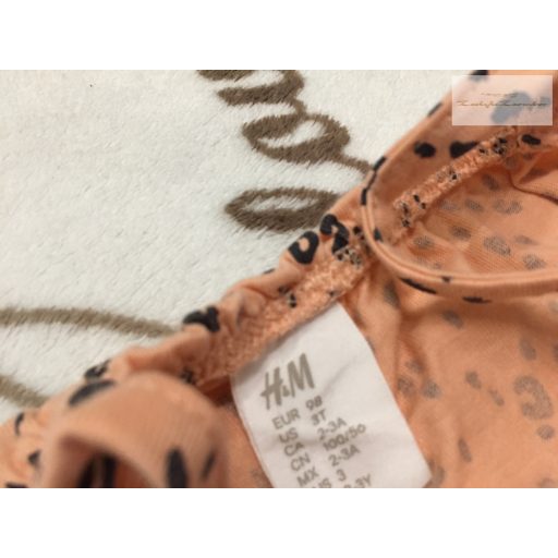 H§M 2-3 év 98 cm rózsaszín, apró fekete mintás vékony pamut  lány playsuit -újszerű,hibátlan
